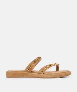 AMARY STUD SANDALS LT BROWN SUEDE