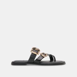 SHORE SANDALS BLACK LEATHER