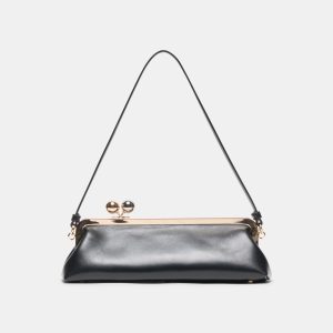 AMBRIAA SHOULDER BAG BLACK LEATHER