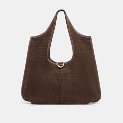 PAVA TOTE MID BROWN EMBOSSED SUEDE