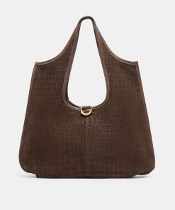 PAVA TOTE MID BROWN EMBOSSED SUEDE