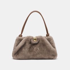 RAVEL SHOULDER BAG GREY FAUX FUR