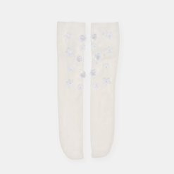 FLORAL CHIFFON SLOUCH SOCKS WHITE