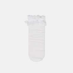 LACE RUFFLE CREW SOCKS WHITE