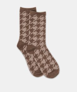 HOUNDSTOOTH CREW SOCKS ESPRESSO