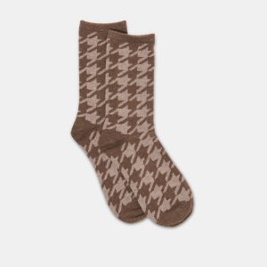 HOUNDSTOOTH CREW SOCKS ESPRESSO