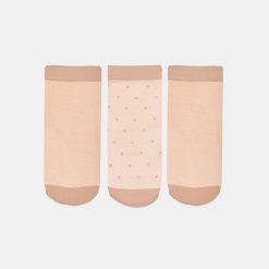 3 PACK DITSY DOT SHEER ANKLET SOCKS BLUSH
