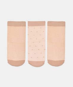 3 PACK DITSY DOT SHEER ANKLET SOCKS BLUSH