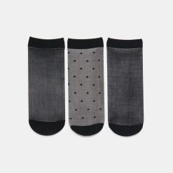 3 PACK DITSY DOT SHEER ANKLET SOCKS BLACK