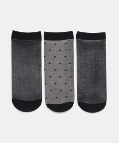 3 PACK DITSY DOT SHEER ANKLET SOCKS BLACK