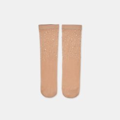 SHEER RHINESTONE CREW SOCKS BLUSH