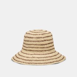 STRIPED STRAW CLOCHE BROWN NATURAL