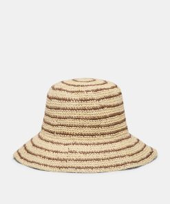 STRIPED STRAW CLOCHE BROWN NATURAL