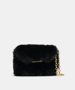 BRINDI CROSSBODY WALLET BLACK FAUX FUR