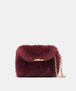 BRINDI CROSSBODY WALLET BURGUNDY FAUX FUR