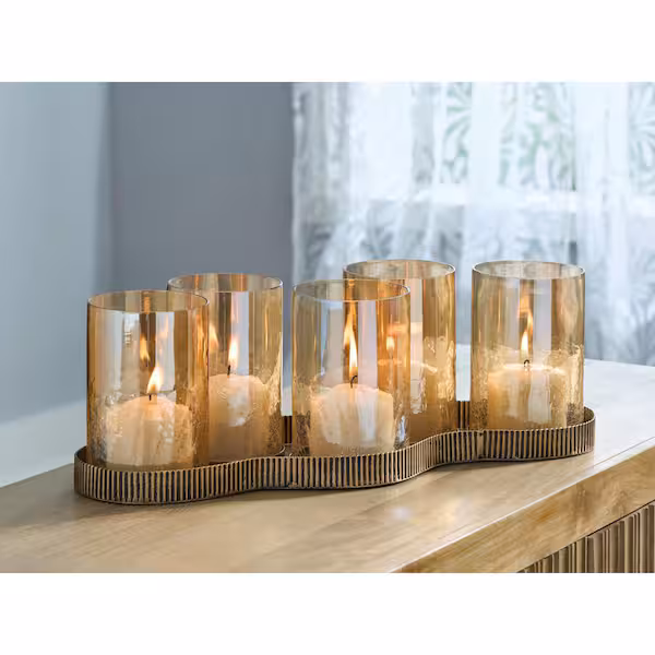 Gold Metal Hurricane Candle Holder 1-Pack