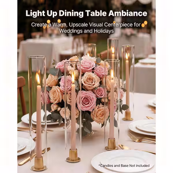 Hurricane Glass Cylinders Set of 24, Φ2.56 x 13.78 in. Tall White Glass Candle Covers, High Borosilicate Glass Sleeves